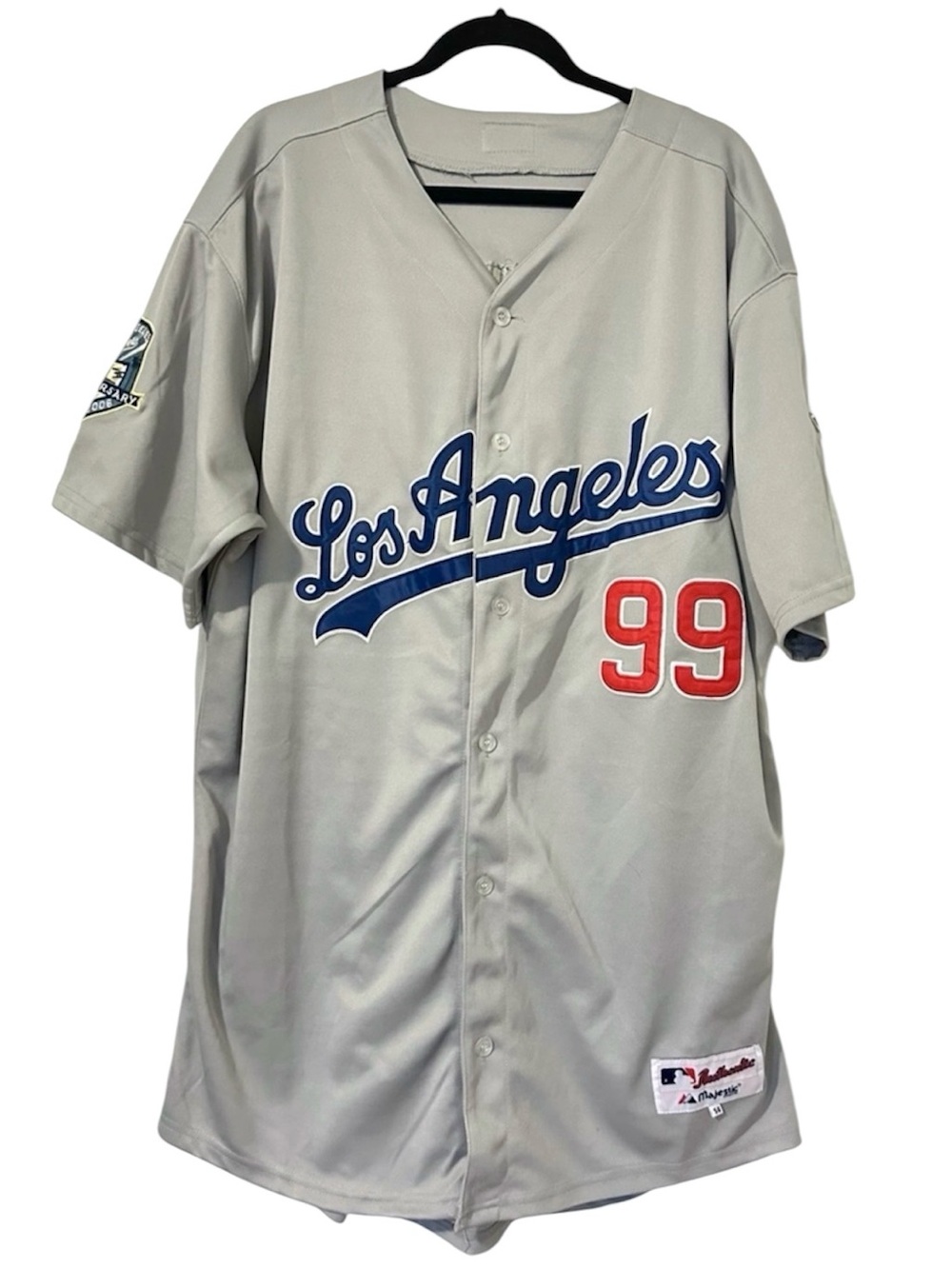Majestic Los Angeles Dodgers Ramirez 99 50th Anniversary Jersey Size 56 Gray